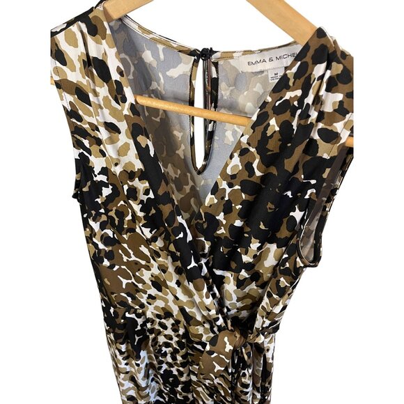 Emma and Michele Medium Sleeveless Patterned Dotted Faux Wrap Midi Dress - Picture 4 of 12